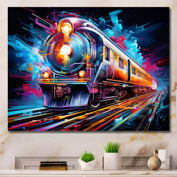 Abstract Train Electric Rhythms - Train Canvas Wall Art
